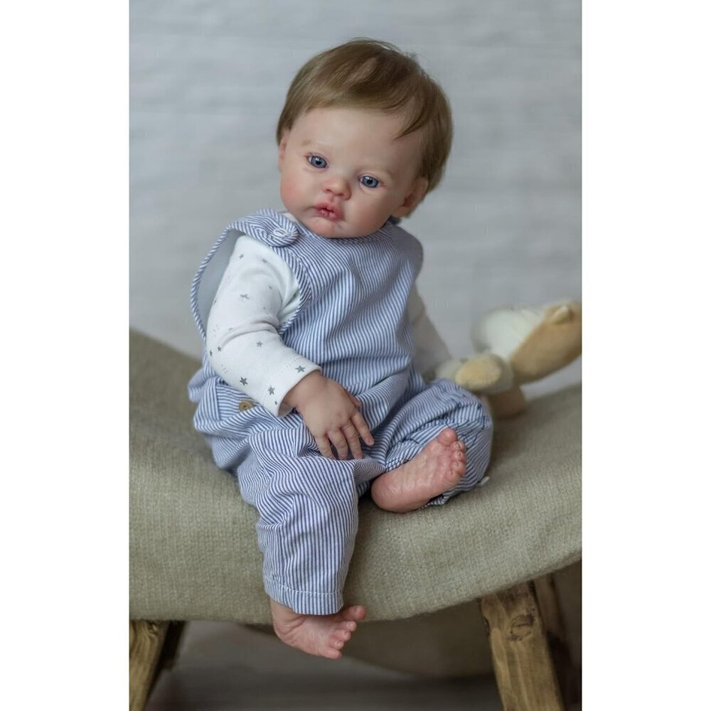 🆕18 inch Soft Vinyl Body Newborn Baby Doll Meadow Boy with Blue Eyes Baby